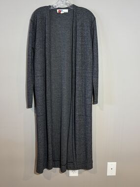 Free People FP Beach Long Open Front Duster Cardigan in Charcoal Gray Size S